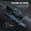 imageOLIGHT Odin GL 1500 Lumens Picatinny Rail Mount Rechargeable Tactical Flashlight with Green Beam and White LED Combo Removable Slide RailMount and DualButton Remote Pressure Switch BlackFLASHLIGHT
