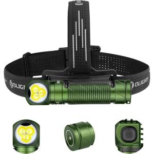 imageOLIGHT Perun 3 Rechargeable Headlamp Flashlight 3000 Lumens LED Headlight with Red Light Waterproof Head Lamp with Headband for Outdoor Camping Hiking Working Dream BlueOD Green