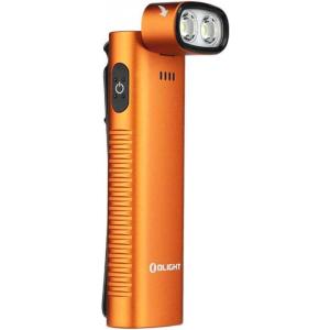 imageOLIGHT Arkflex Adjustable Right Angle EDC Flashlight 1000 Lumens Rechargeable Handheld Lights TwoWay Pocket Clip with an 090Articulating Head for Working Outdoors and Repairing Orange