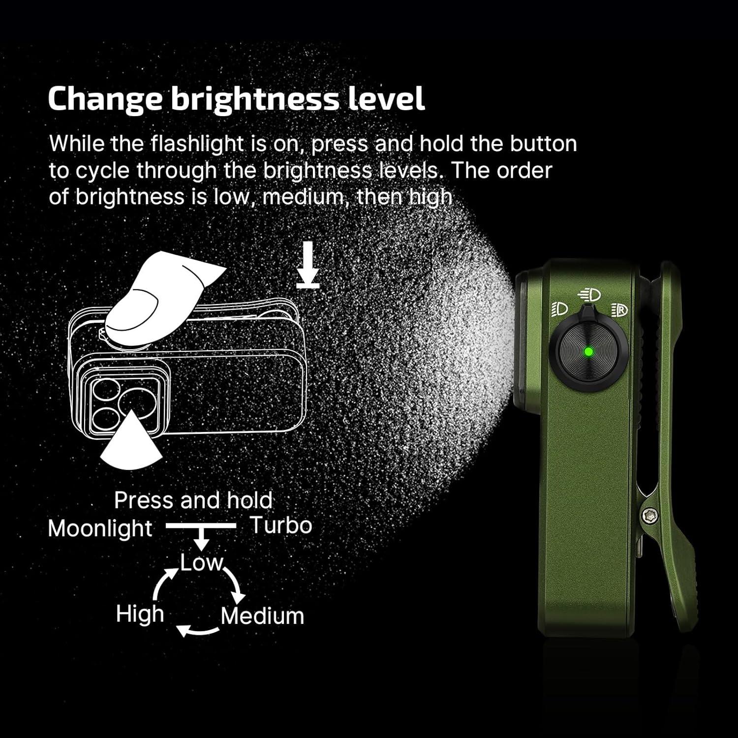 imageOLIGHT Oclip Pro EDC Flashlight Clipon Light Rechargeable 500 Lumens with Three Lighting Solutions TypeC Charging Magnetic Flash Lights for Outdoor or Indoor UsePatriotic Flag Engraved EditionOD Greeen