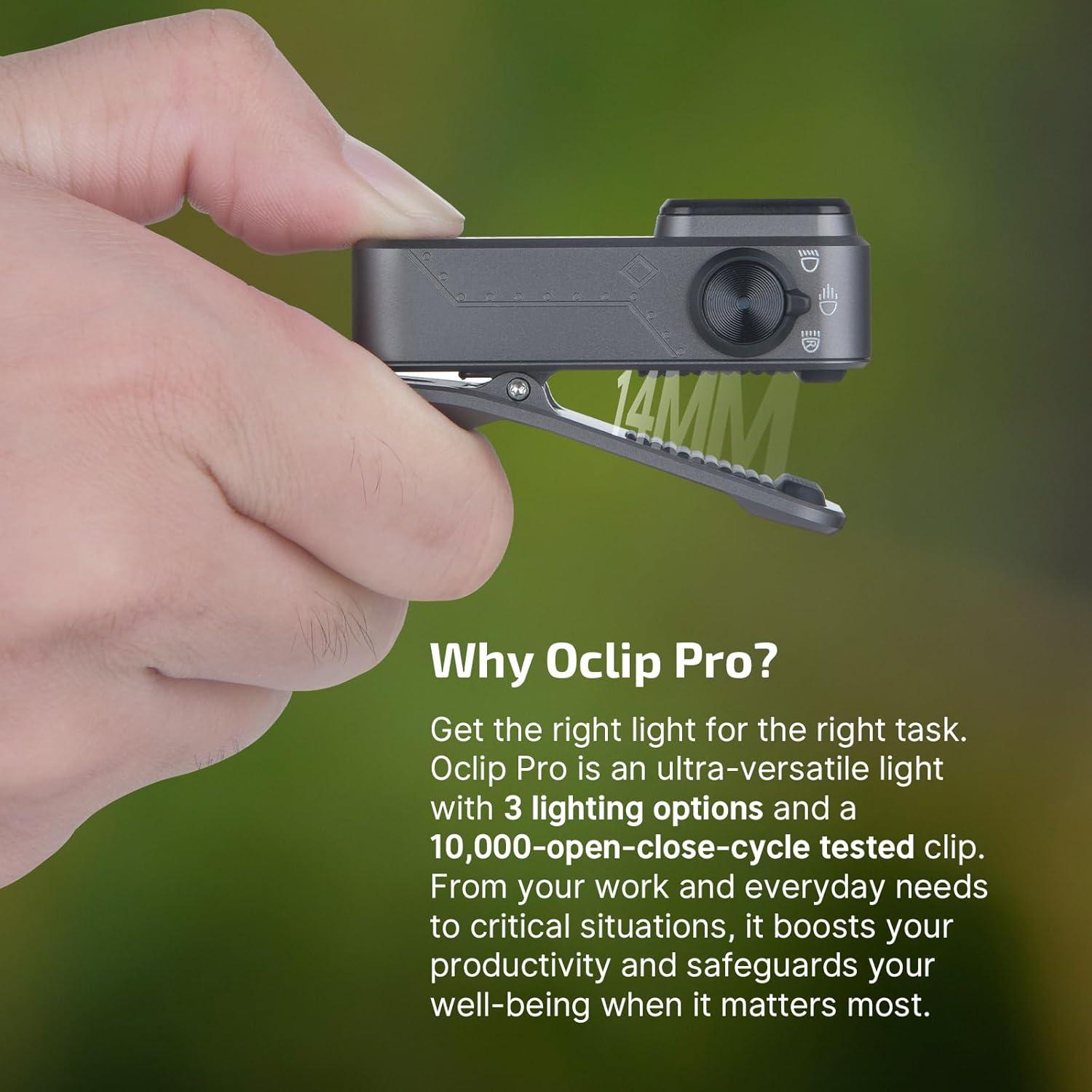 imageOLIGHT Oclip Pro EDC Flashlight Clipon Light Rechargeable 500 Lumens with Three Lighting Solutions TypeC Charging Magnetic Flash Lights for Outdoor or Indoor UsePatriotic Flag Engraved EditionGray