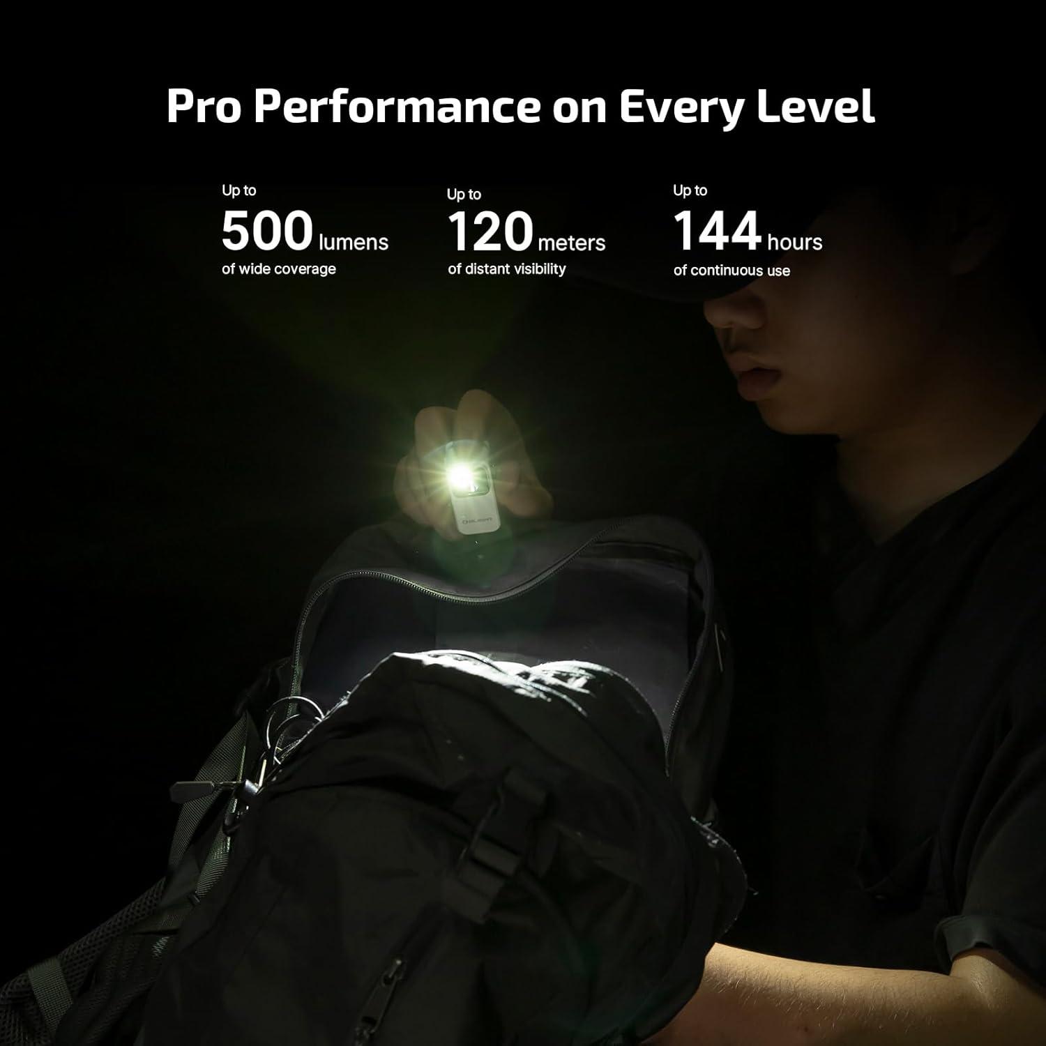 imageOLIGHT Oclip Pro EDC Flashlight Clipon Light Rechargeable 500 Lumens with Three Lighting Solutions TypeC Charging Magnetic Flash Lights for Outdoor or Indoor UsePatriotic Flag Engraved EditionWhite