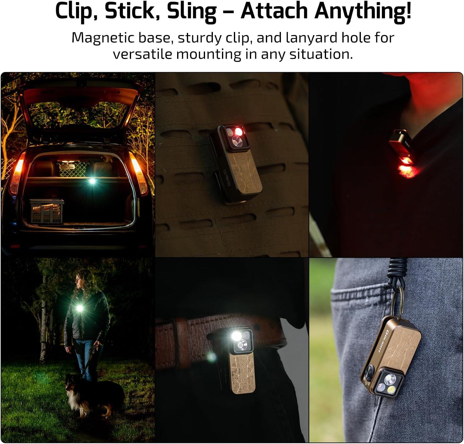 imageOLIGHT Oclip Pro EDC Flashlight Clipon Light Rechargeable 500 Lumens with Three Lighting Solutions TypeC Charging Magnetic Flash Lights for Outdoor or Indoor UsePatriotic Flag Engraved EditionDesert Tan