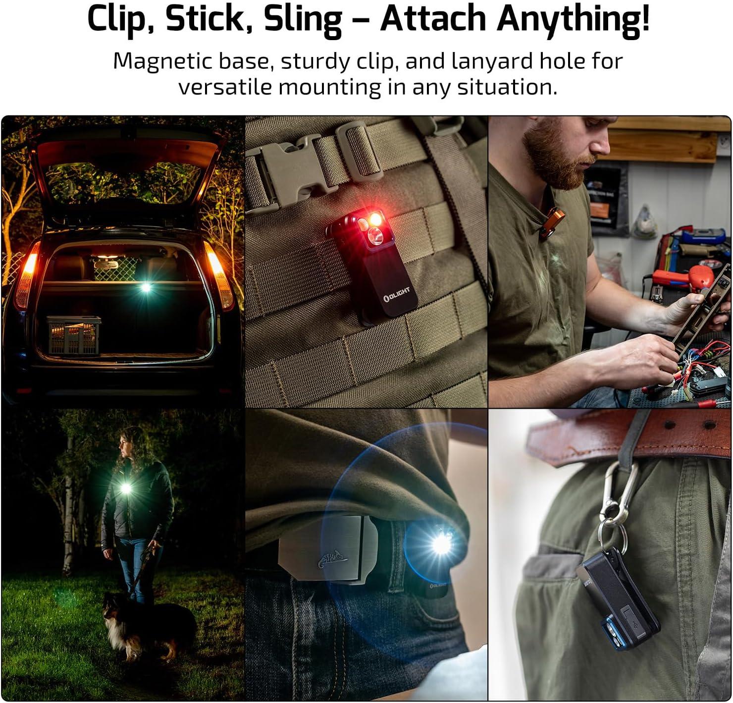 imageOLIGHT Oclip Pro EDC Flashlight Clipon Light Rechargeable 500 Lumens with Three Lighting Solutions TypeC Charging Magnetic Flash Lights for Outdoor or Indoor UsePatriotic Flag Engraved EditionBlack