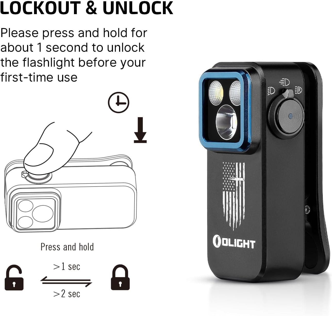imageOLIGHT Oclip Pro EDC Flashlight Clipon Light Rechargeable 500 Lumens with Three Lighting Solutions TypeC Charging Magnetic Flash Lights for Outdoor or Indoor UsePatriotic Flag Engraved EditionPatriotic Flag Engraved Edition
