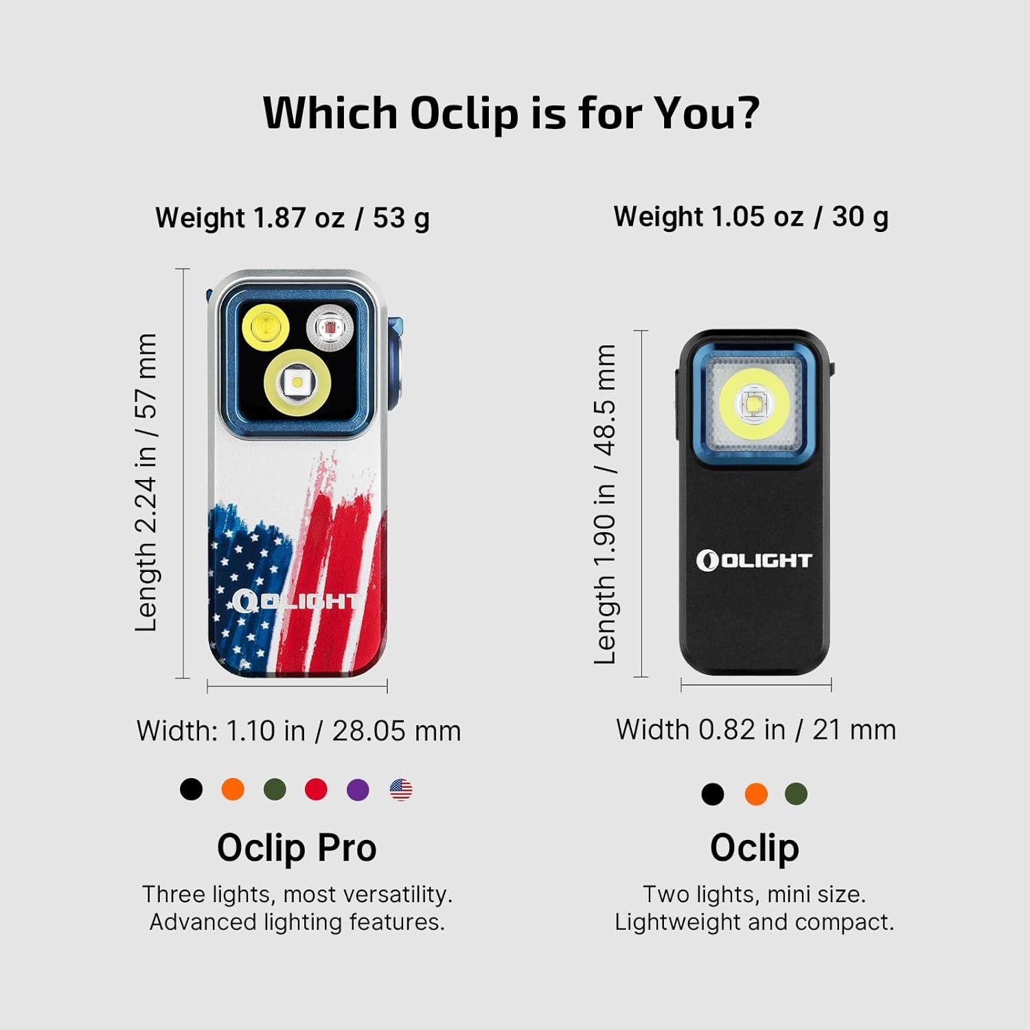 imageOLIGHT Oclip Pro EDC Flashlight Clipon Light Rechargeable 500 Lumens with Three Lighting Solutions TypeC Charging Magnetic Flash Lights for Outdoor or Indoor UsePatriotic Flag Engraved EditionStars  Stripes Edition