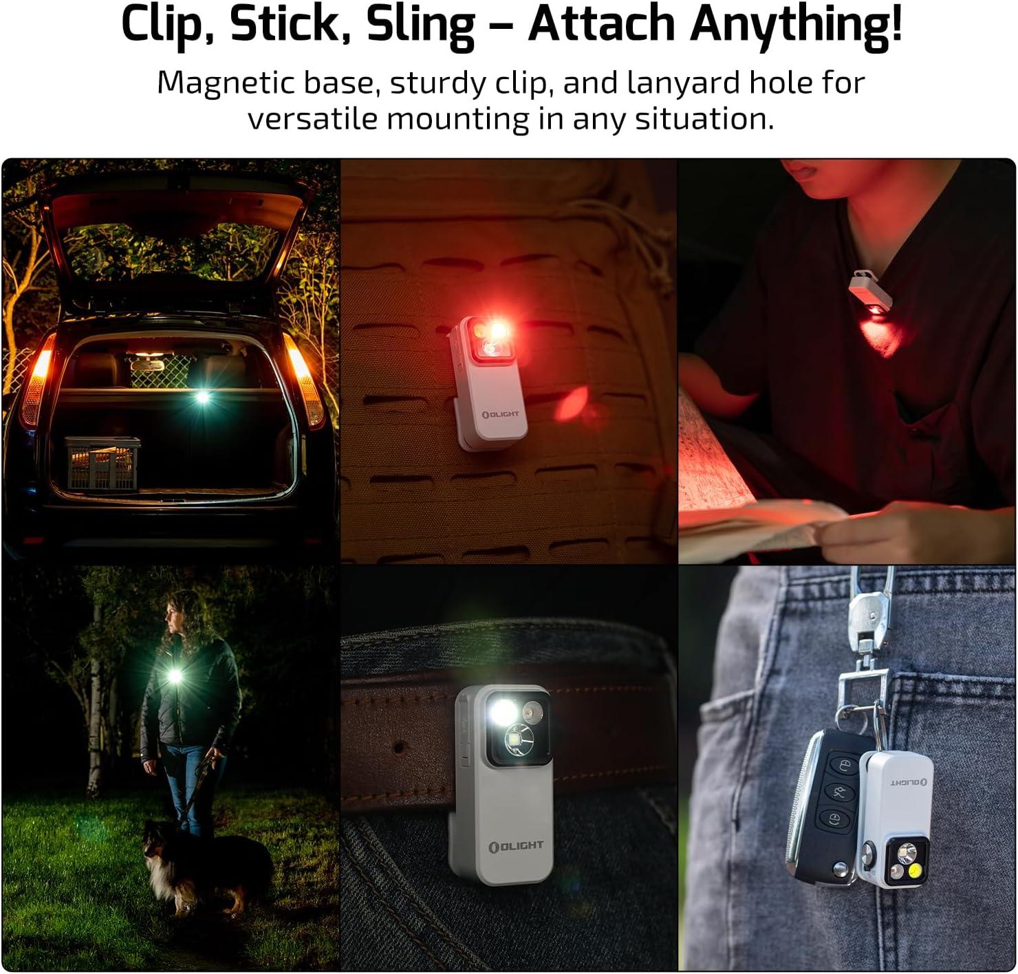 imageOLIGHT Oclip Pro EDC Flashlight Clipon Light Rechargeable 500 Lumens with Three Lighting Solutions TypeC Charging Magnetic Flash Lights for Outdoor or Indoor UsePatriotic Flag Engraved EditionWhite