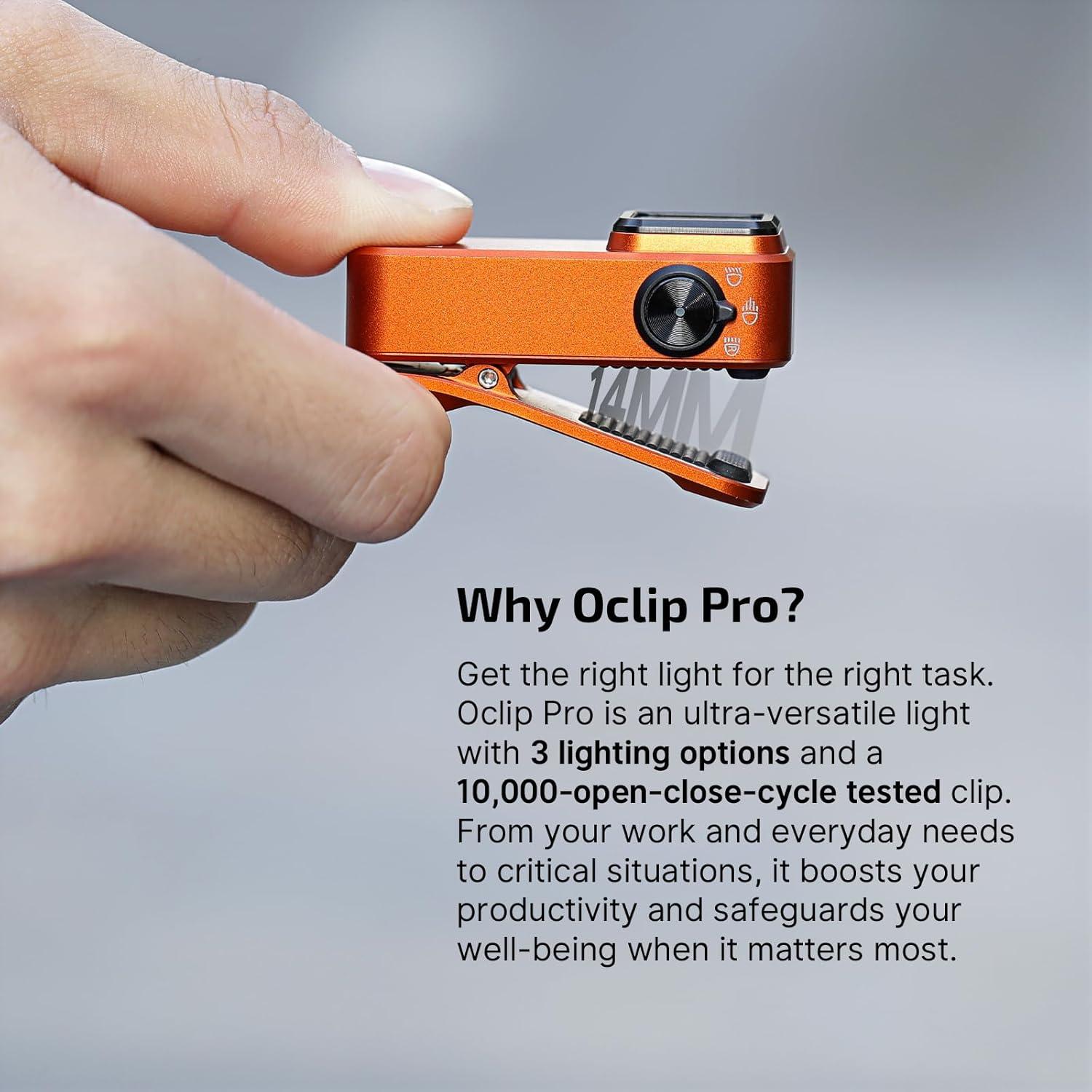 imageOLIGHT Oclip Pro EDC Flashlight Clipon Light Rechargeable 500 Lumens with Three Lighting Solutions TypeC Charging Magnetic Flash Lights for Outdoor or Indoor UsePatriotic Flag Engraved EditionOrange