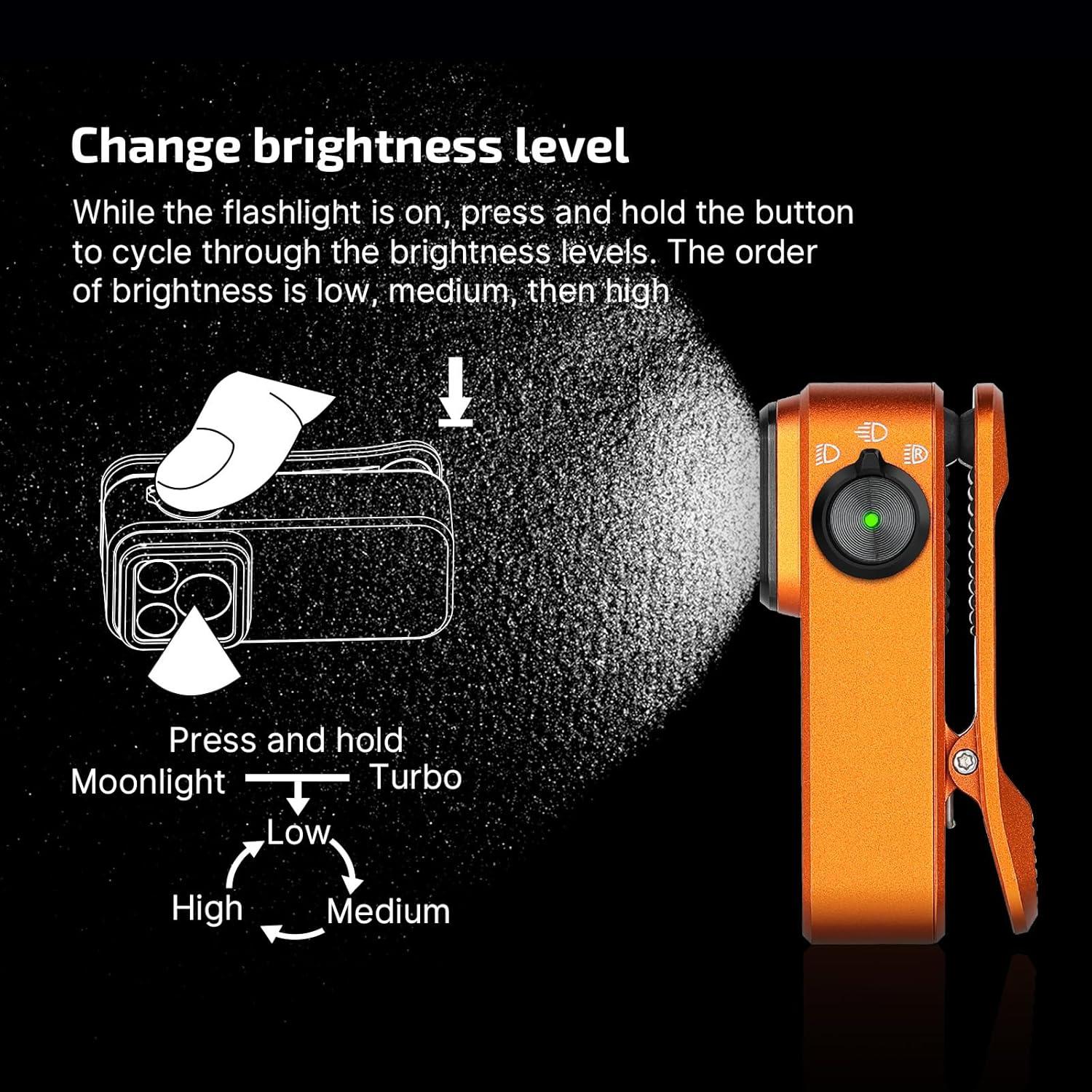 imageOLIGHT Oclip Pro EDC Flashlight Clipon Light Rechargeable 500 Lumens with Three Lighting Solutions TypeC Charging Magnetic Flash Lights for Outdoor or Indoor UsePatriotic Flag Engraved EditionOrange