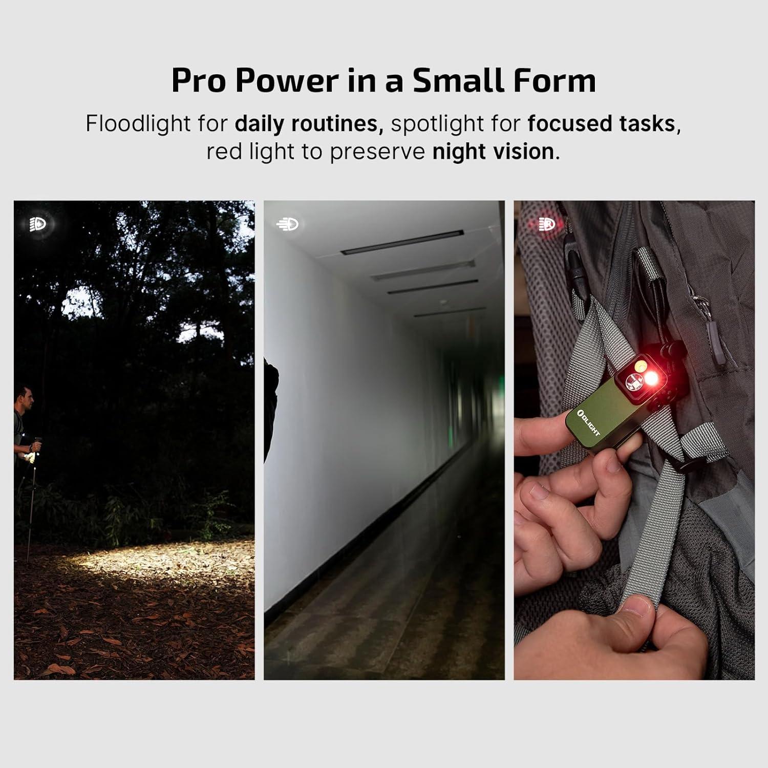 imageOLIGHT Oclip Pro EDC Flashlight Clipon Light Rechargeable 500 Lumens with Three Lighting Solutions TypeC Charging Magnetic Flash Lights for Outdoor or Indoor UsePatriotic Flag Engraved EditionOD Greeen