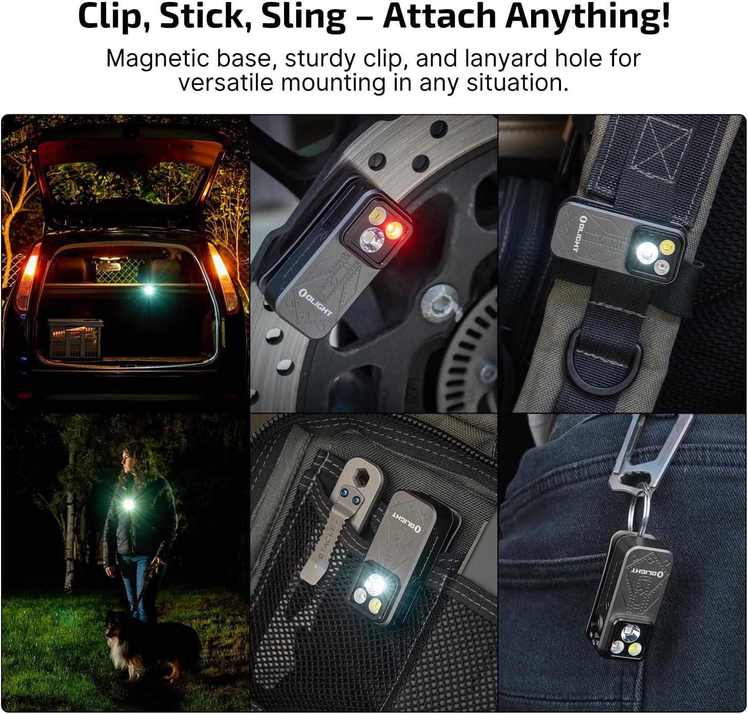 imageOLIGHT Oclip Pro EDC Flashlight Clipon Light Rechargeable 500 Lumens with Three Lighting Solutions TypeC Charging Magnetic Flash Lights for Outdoor or Indoor UsePatriotic Flag Engraved EditionGray