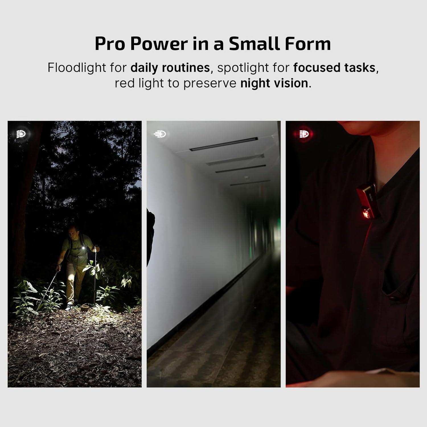 imageOLIGHT Oclip Pro EDC Flashlight Clipon Light Rechargeable 500 Lumens with Three Lighting Solutions TypeC Charging Magnetic Flash Lights for Outdoor or Indoor UsePatriotic Flag Engraved EditionDesert Tan