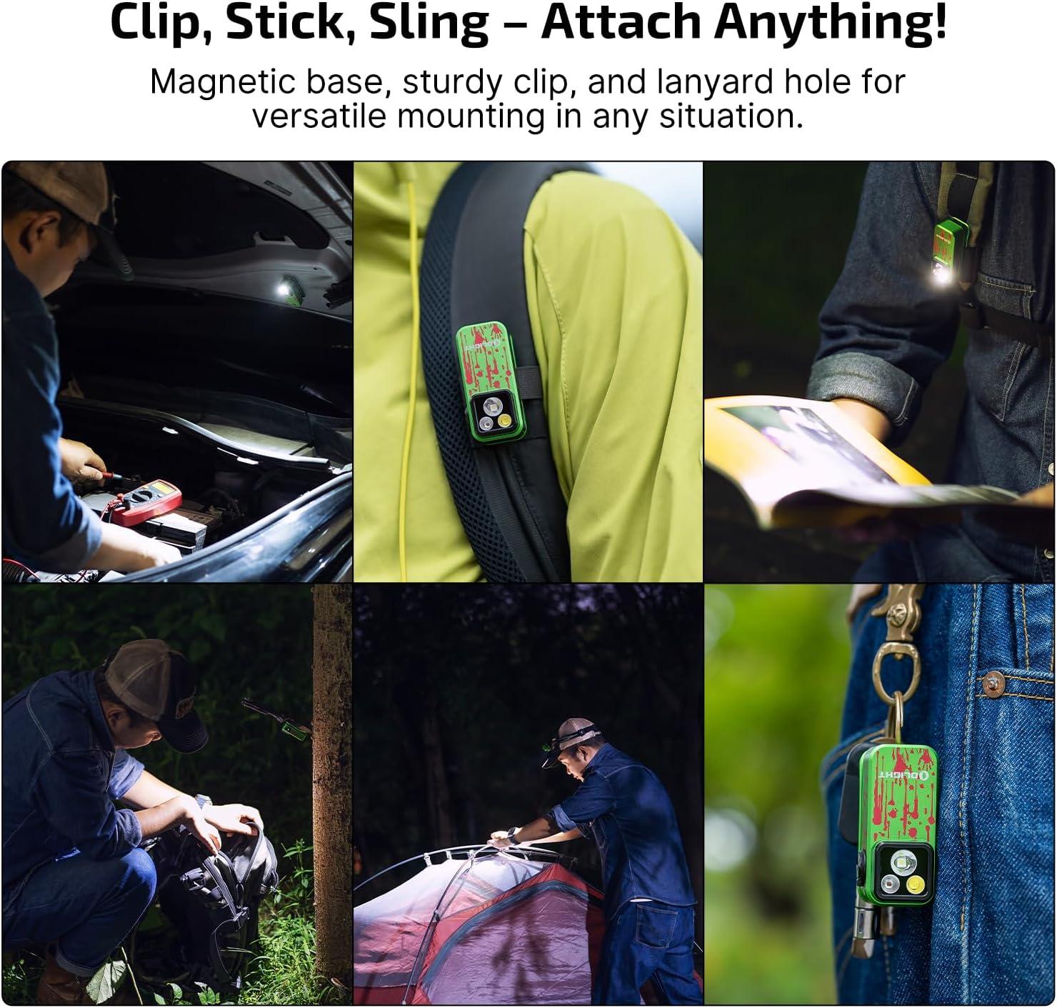 imageOLIGHT Oclip Pro EDC Flashlight Clipon Light Rechargeable 500 Lumens with Three Lighting Solutions TypeC Charging Magnetic Flash Lights for Outdoor or Indoor UsePatriotic Flag Engraved EditionZombie Green