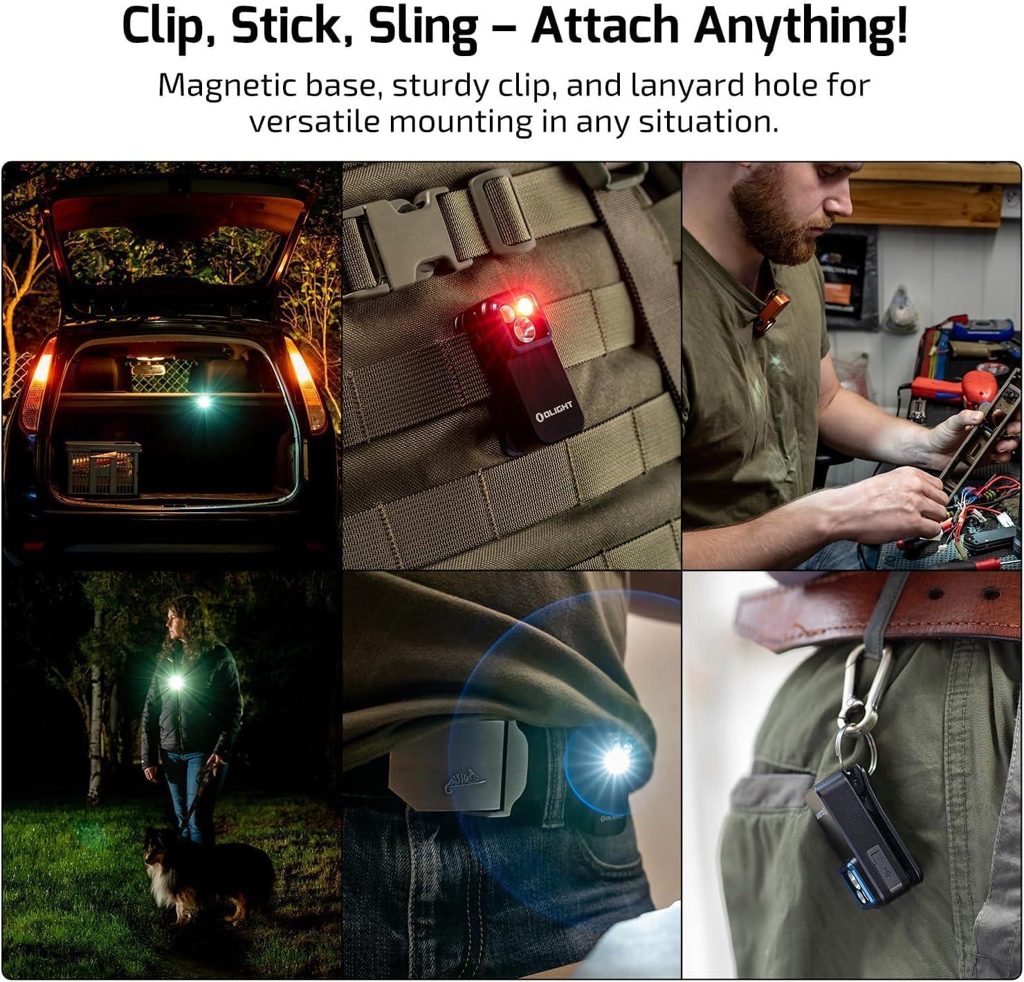 imageOLIGHT Oclip Pro EDC Flashlight Clipon Light Rechargeable 500 Lumens with Three Lighting Solutions TypeC Charging Magnetic Flash Lights for Outdoor or Indoor UsePatriotic Flag Engraved EditionPatriotic Flag Engraved Edition