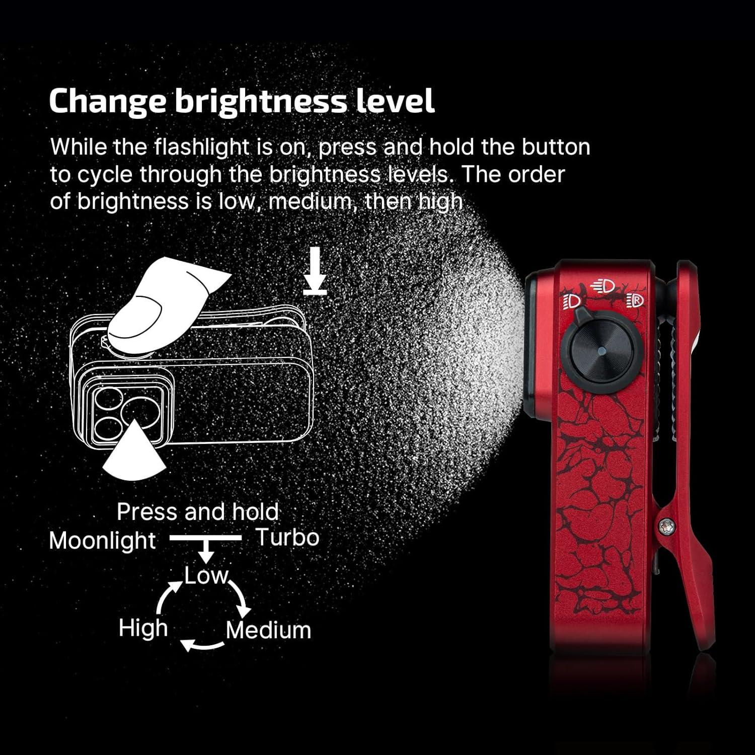 imageOLIGHT Oclip Pro EDC Flashlight Clipon Light Rechargeable 500 Lumens with Three Lighting Solutions TypeC Charging Magnetic Flash Lights for Outdoor or Indoor UsePatriotic Flag Engraved EditionCrackle Red