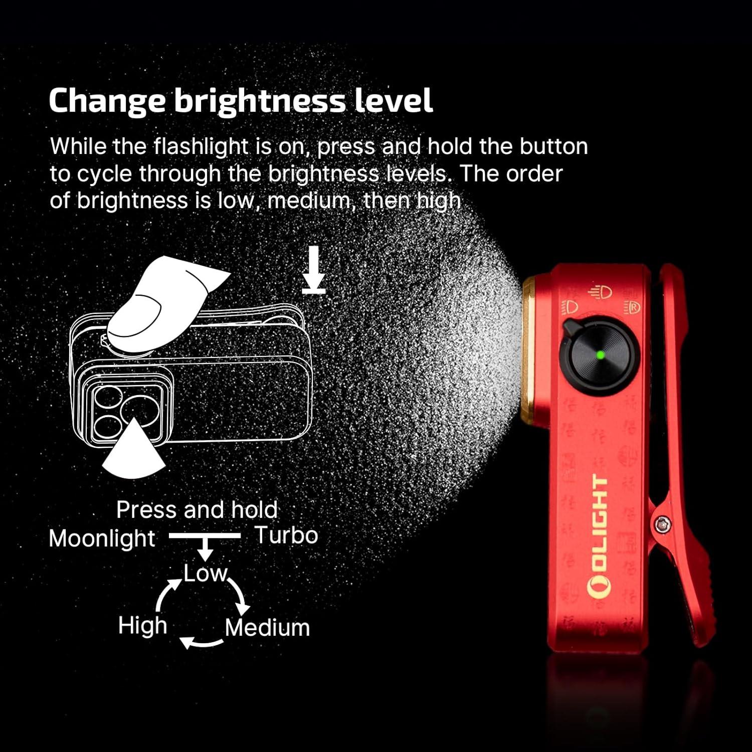 imageOLIGHT Oclip Pro EDC Flashlight Clipon Light Rechargeable 500 Lumens with Three Lighting Solutions TypeC Charging Magnetic Flash Lights for Outdoor or Indoor UsePatriotic Flag Engraved EditionRed