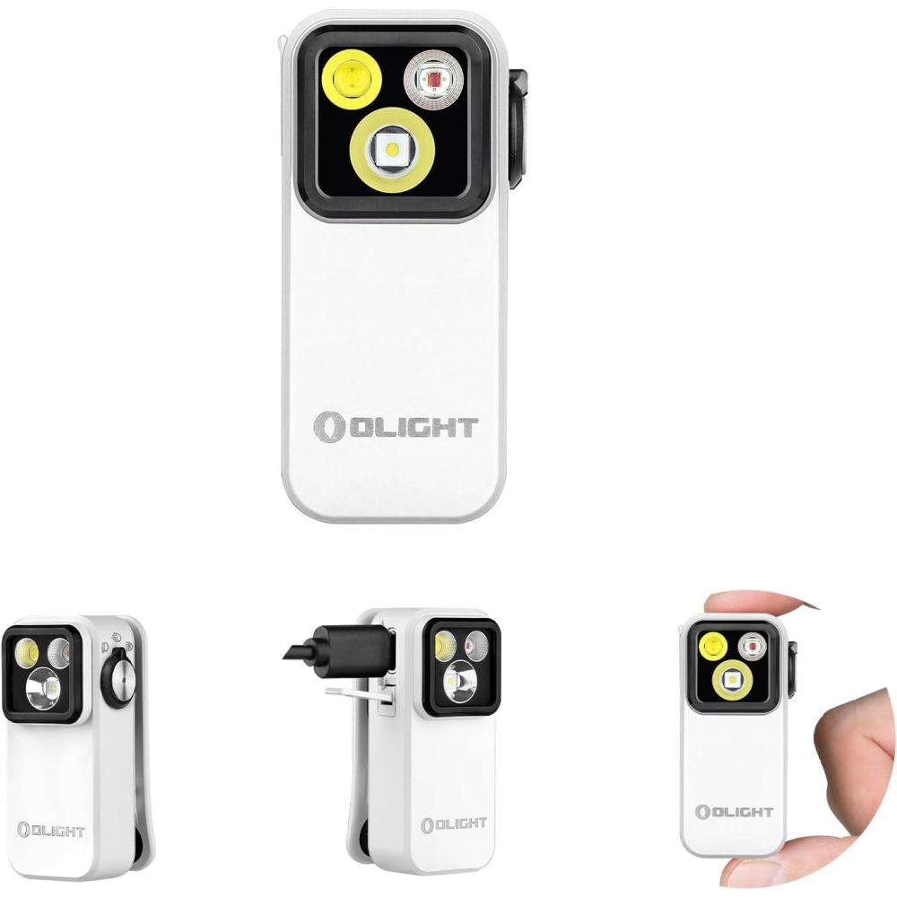 imageOLIGHT Oclip Pro EDC Flashlight Clipon Light Rechargeable 500 Lumens with Three Lighting Solutions TypeC Charging Magnetic Flash Lights for Outdoor or Indoor UsePatriotic Flag Engraved EditionWhite
