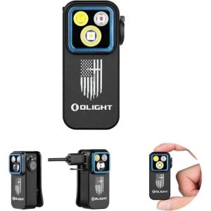 imageOLIGHT Oclip Pro EDC Flashlight Clipon Light Rechargeable 500 Lumens with Three Lighting Solutions TypeC Charging Magnetic Flash Lights for Outdoor or Indoor UsePatriotic Flag Engraved EditionPatriotic Flag Engraved Edition